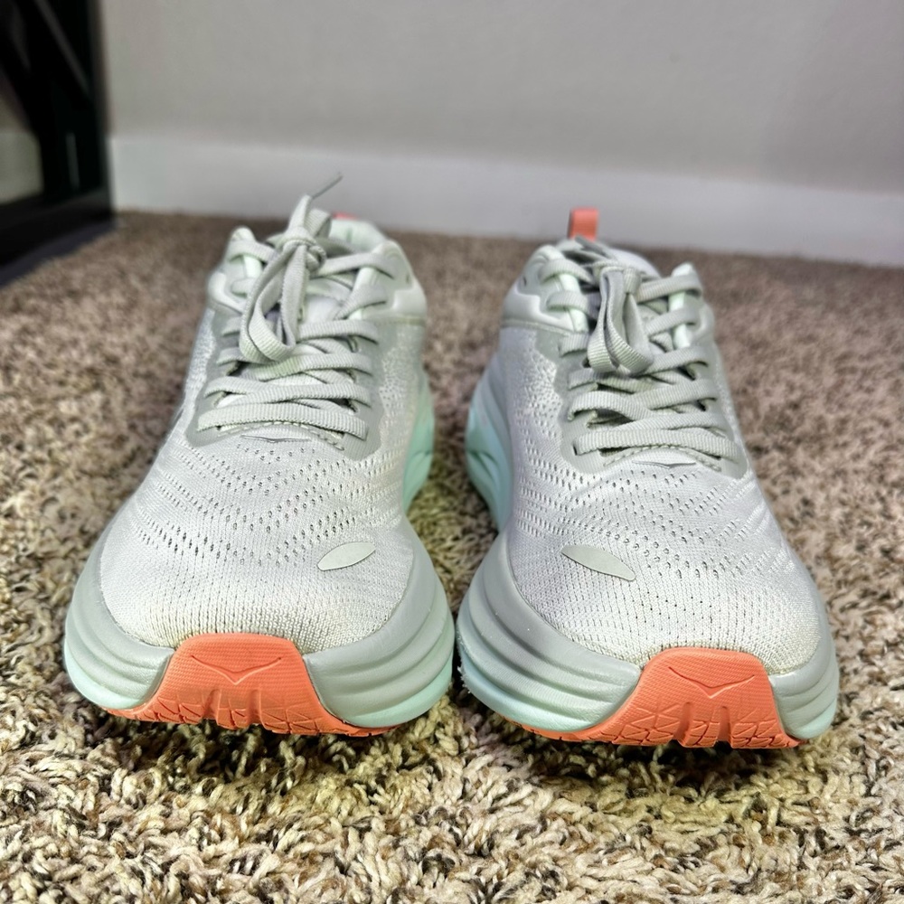 Hoka Bondi 8 Athletic Running Shoes Womens 8.5 B Aqua Gray Lightweight Walking - Picture 5 of 10
